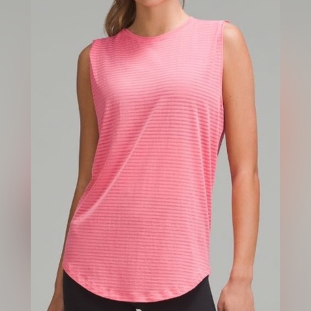 Lululemon flowy pink striped‎ short sleeve tank